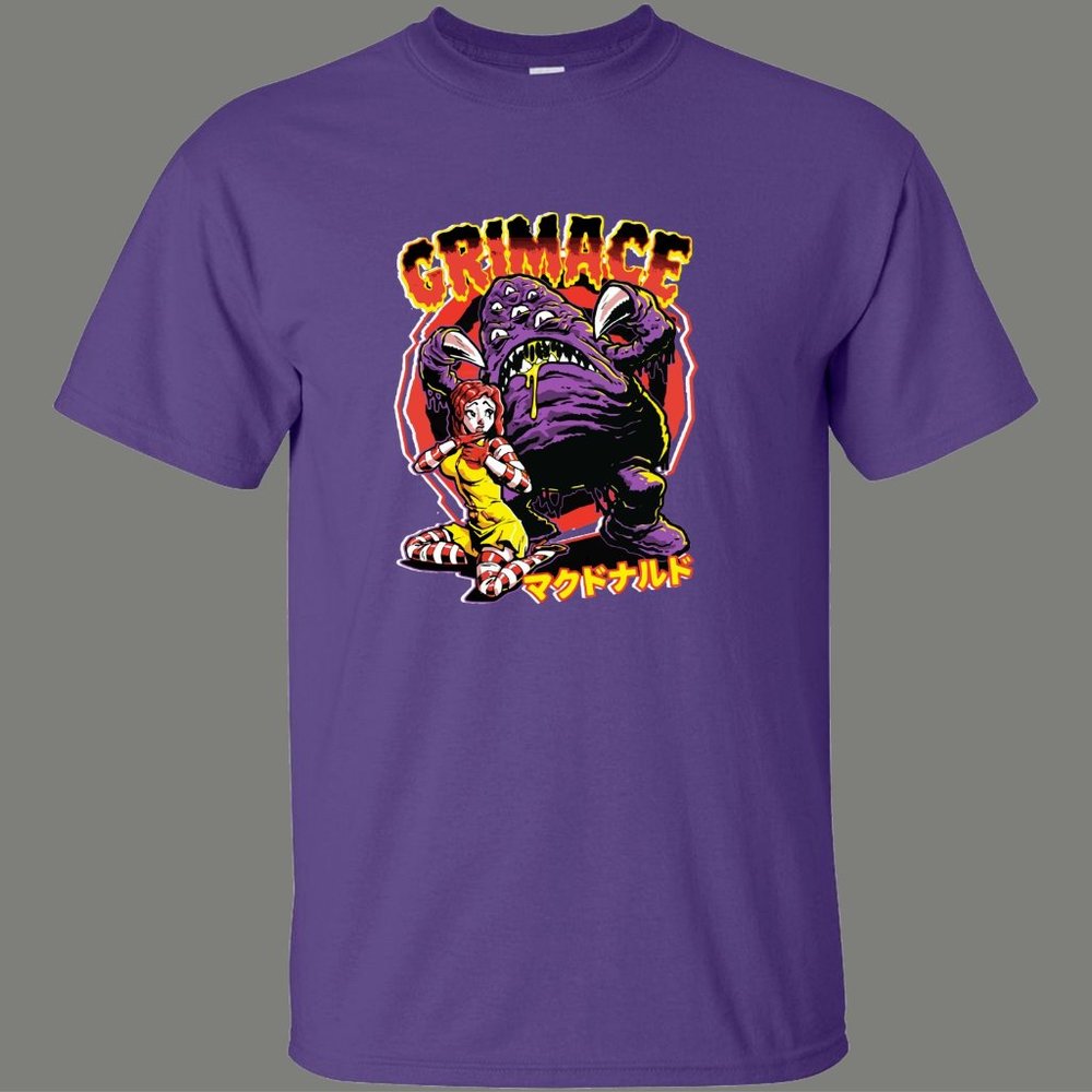 GRIMACE FAST FOOD HORROR ART PARODY SHIRT - Picture 1 of 2